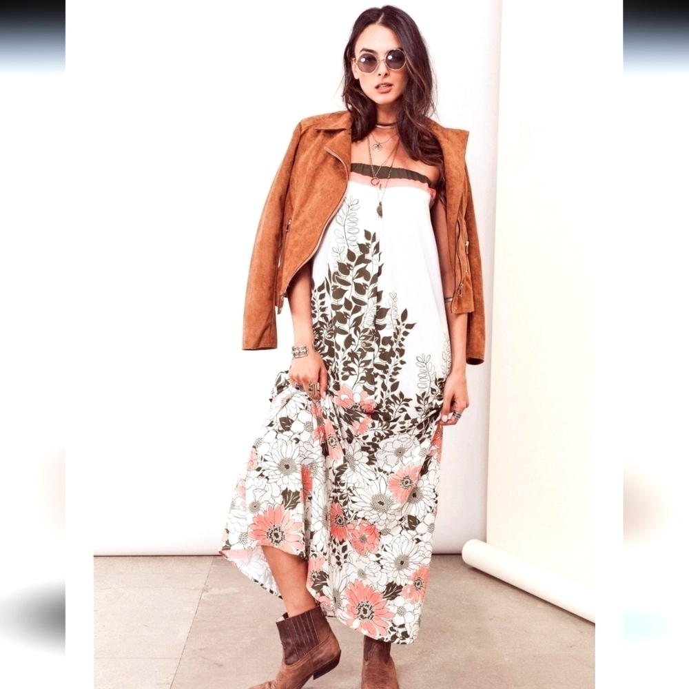 Lovestitch Jania Strapless Floral Boho Maxi Dress